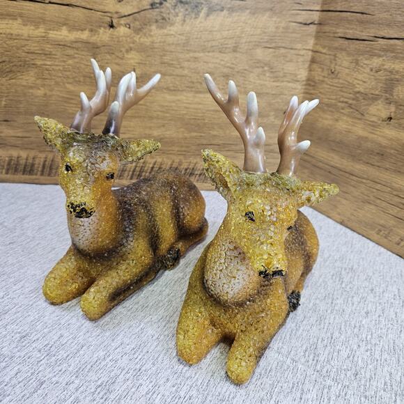VTG 60s Melted Popcorn Plastic Holiday Buck Deer Set of 2 Christmas NO BULB/CORD - Picture 16 of 16